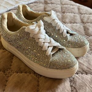 Betsey Johnson Glittering Silver Sneakers